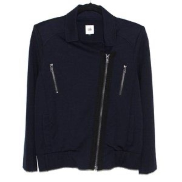 CAbi Chance Navy Blue Asymmetrical Zip-Front Moto Jacket size Medium - Picture 7 of 16